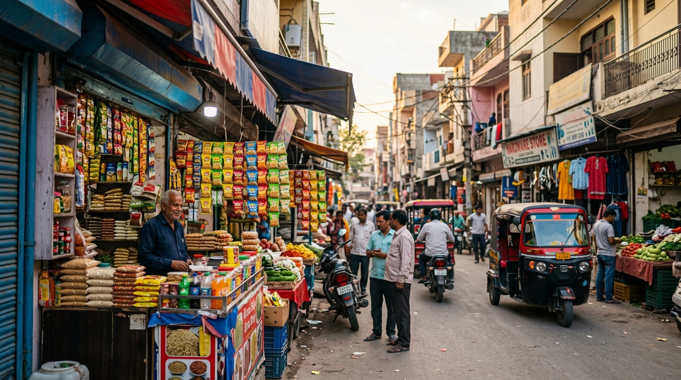A map of Delhi highlighting the Burari neighborhood with bright location pins.