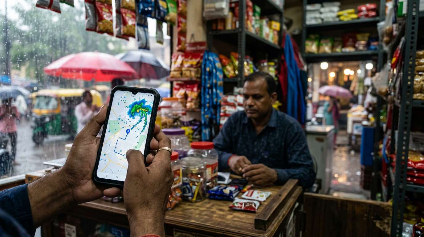 A close-up of a smartphone screen showing a real-time tracking app used to manage burari local deliveries.