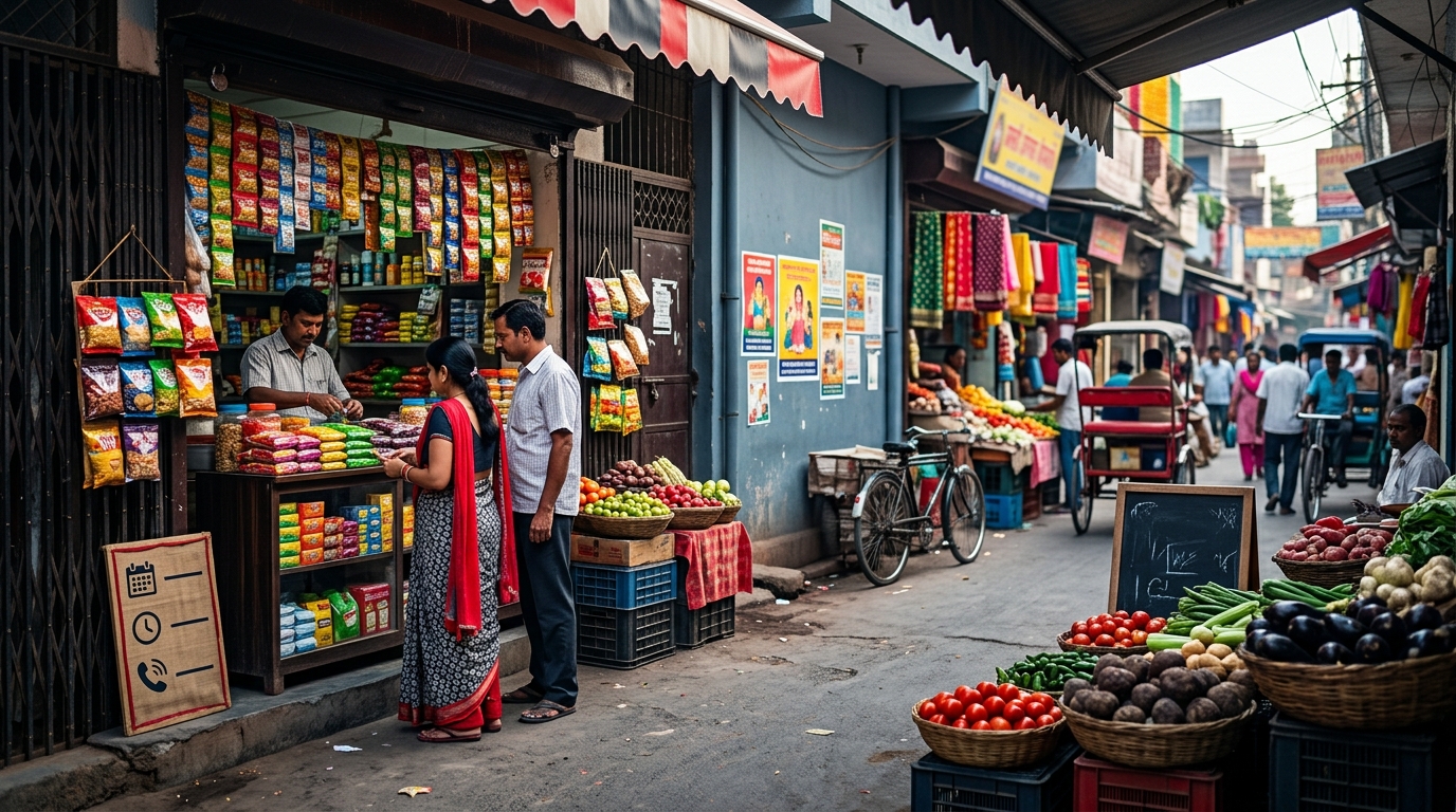 A vibrant graphic showing a calendar, Delhi street markets, and the Google Posts logo to boost rankings on google maps burari.